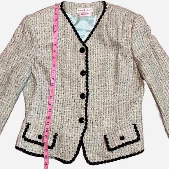 Renee Dumarr Neiman Marcus GREEN Windowpane Blazer Suit Jacket Size 14 - Picture 5 of 6